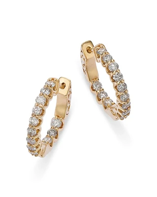 Diamond Inside Out Hoop Earring in 14K Gold