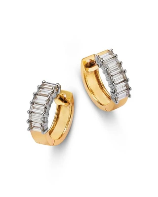 14K Yellow Gold Lab Grown Diamond Baguette Huggie Hoop Earrings