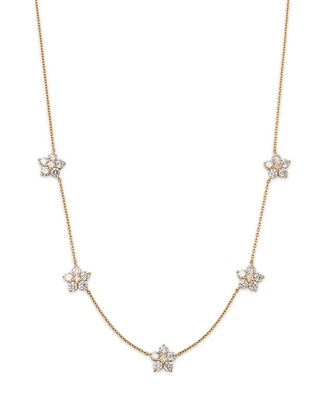 14K Yellow Gold Floral Lab Grown Diamond Station Necklace, 16"