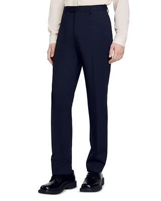 Pintucked Wool Suit Trousers