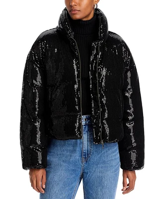 Stratton Sequined Cropped Puffer Jacket