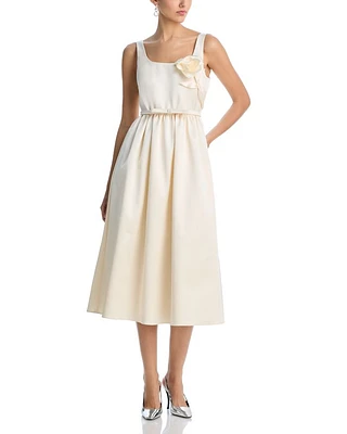 Satin Flower Midi Dress