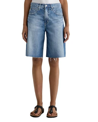 High Rise Denim Bermuda Shorts