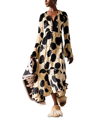 Cocteau Printed Crushed Velvet Maxi Dress