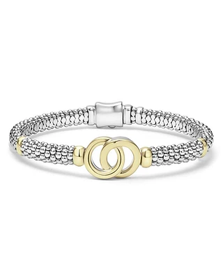 18K Yellow Gold & Sterling Silver Signature Caviar Interlocking Circle Beaded Bracelet
