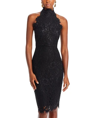Halter Mock Neck Lace Dress