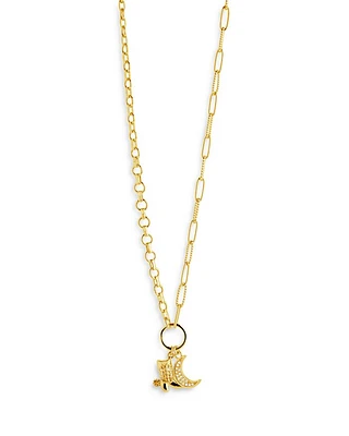 Kelsea Boot & Moon Pendant Necklace, 16"