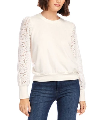 Contrast Lace Sleeve Top