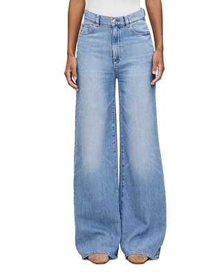 Aura Hepburn Wide Leg High Rise Jeans River Bank