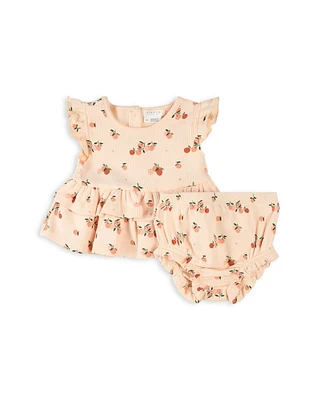 Girls' Agrumes Print Ribbed Top & Bloomer Set - Baby
