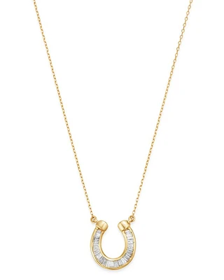 14K Yellow Gold Diamond Horseshoe Pendant Necklace, 16"