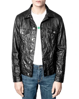 Crinkle Leather Jacket