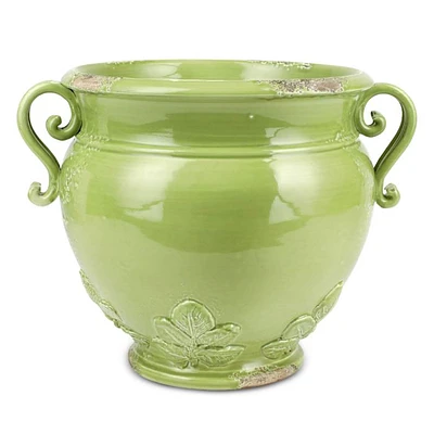 Rustic Garden Linen Basil Round Planter