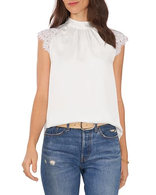 Lace Cap Sleeve Blouse