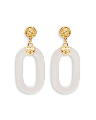 Clear Oval Statement Earrings, 3"L