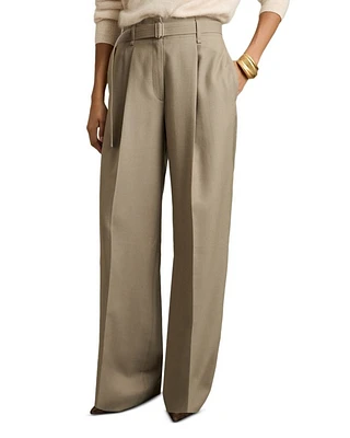 Clara Wool Belted Wide Leg Trousers