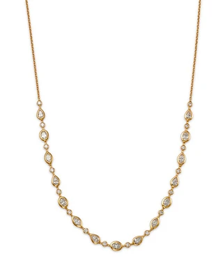 Certified Lab Grown Mixed Cut Diamond Station Necklace in 14K Yellow Gold, 3.60 ct. t.w.