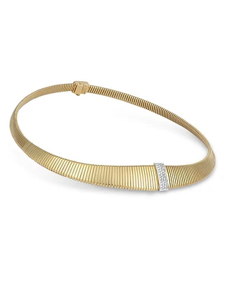 18K Yellow Gold Via Mercanti Tubogas Diamond Pavé Collar Necklace, 17.3"