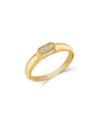 14K Yellow Gold Diamond Signet Ring