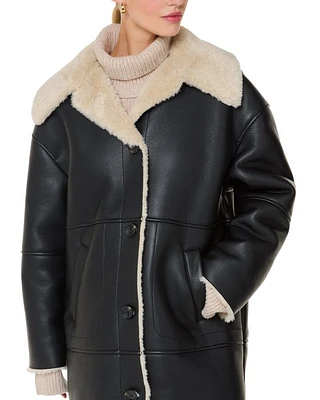 Luella Faux Fur Trim Coat