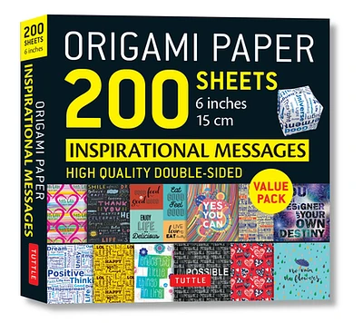 Origami Paper 200 Sheets Inspirational Messages 6 (15 CM): Tuttle Origami Paper: Double Sided Origami Sheets Printed with 12 Different Designs (Instru (Loose Leaf)