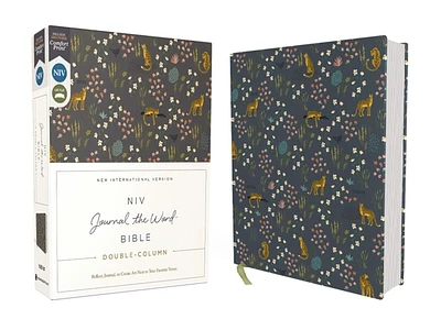 Niv, Journal the Word Bible (Perfect for Note-Taking), Double-Column, Cloth Over Board, Navy Floral, Red Letter, Comfort Print: Reflect, Take Notes, o (Hardcover)