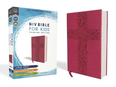 Niv, Bible for Kids, Large Print, Leathersoft, Pink, Red Letter, Comfort Print: Thinline Edition (Large Print / Leather)