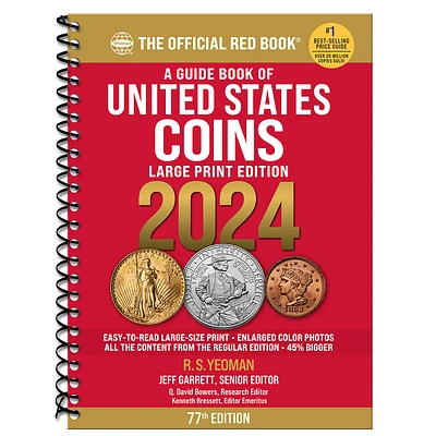 A Guide Book of United States Coins 2024: 77th Edition: The Official Red Book (Large Print / Spiral)