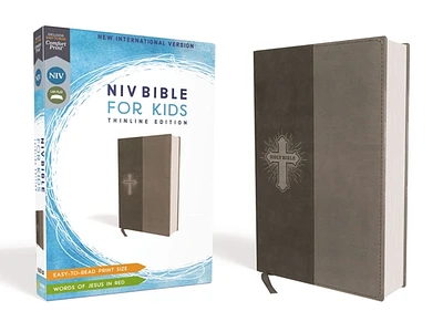 Niv, Bible for Kids, Leathersoft, Gray, Red Letter, Comfort Print: Thinline Edition (Leather)