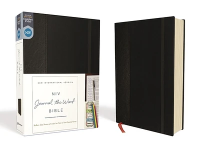 NIV, Journal the Word Bible, Hardcover, Black, Red Letter Edition, Comfort Print: Reflect, Take Notes, or Create Art Next to Your Favorite Verses (Hardcover)