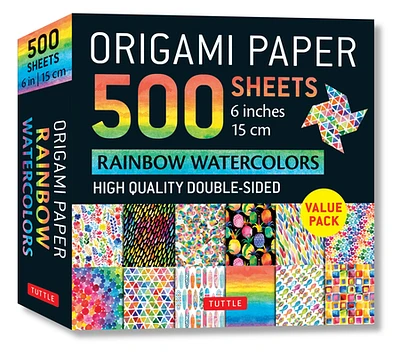 Origami Paper 500 Sheets Rainbow Watercolors 6 (15 CM): Tuttle Origami Paper: Double-Sided Origami Sheets Printed with 12 Different Designs (Instructi (Loose Leaf)