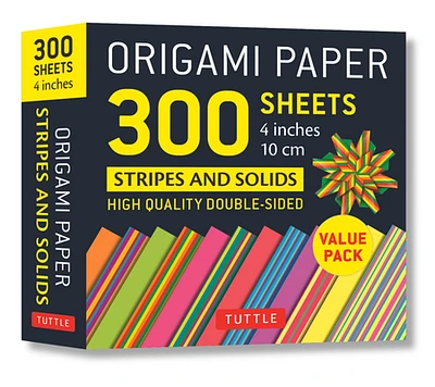 Origami Paper 300 Sheets Stripes and Solids 4 (10 CM): Tuttle Origami Paper: Double-Sided Origami Sheets Printed with 12 Different Designs (Loose Leaf)