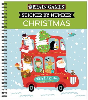 Brain Games - Sticker by Number: Christmas (Bus Cover) [With Sticker(s)] (Spiral)