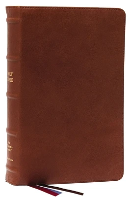 Nkjv, End-Of-Verse Reference Bible, Personal Size Large Print, Premium Goatskin Leather, Brown, Premier Collection, Red Letter, Comfort Print: Holy Bi (Leather)