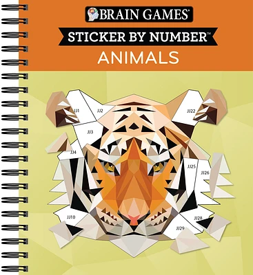 Brain Games - Sticker by Number: Animals - 2 Books in 1 (42 Images to Sticker) (Spiral)