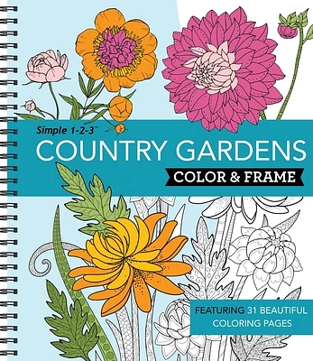 Color & Frame - Country Gardens (Adult Coloring Book) (Spiral)