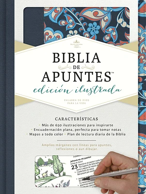 RVR 1960 Biblia de apuntes, edición ilustrada, tela en rosado y azul (Hardcover)