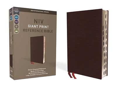 NIV, Reference Bible, Giant Print, Bonded Leather, Burgundy, Red Letter Edition, Indexed, Comfort Print (Large Print / Bonded Leather)