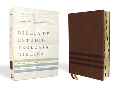 Nvi, Biblia de Estudio Teología Bíblica, Interior a Cuatro Colores, Leathersoft, Café, Con Índice: Sigue El Plan Redentor de Dios Como Se Desenlaza En (Imitation Leather)