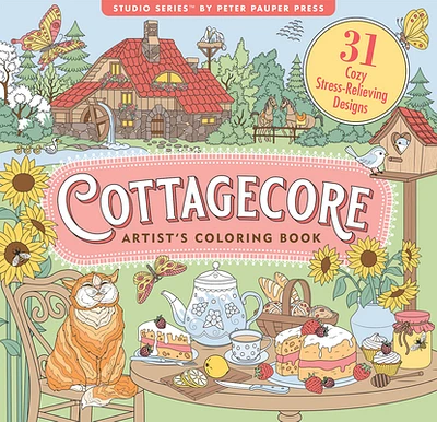 Cottagecore Adult Coloring Book (31 Stress-Relieving Designs) (Paperback)