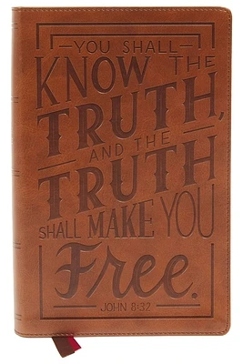 Nkjv, Personal Size Large Print End-Of-Verse Reference Bible, Verse Art Cover Collection, Leathersoft, Brown, Red Letter, Thumb Indexed, Comfort Print (Imitation Leather)