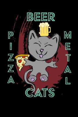 Pizza Beer Cats Metal - 6 x 9 Blank Lined Notebook