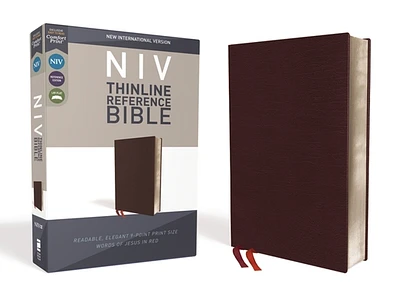 NIV, Thinline Reference Bible, Bonded Leather, Burgundy, Red Letter Edition, Comfort Print (Bonded Leather)