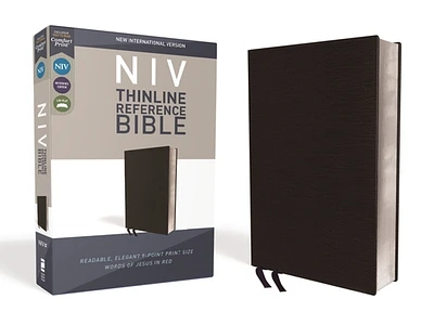 NIV, Thinline Reference Bible, Bonded Leather, Black, Red Letter Edition, Comfort Print (Bonded Leather)