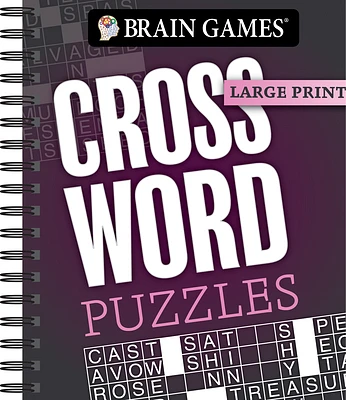 Brain Games - Large Print: Crossword Puzzles (Dark Gray) (Large Print / Spiral)