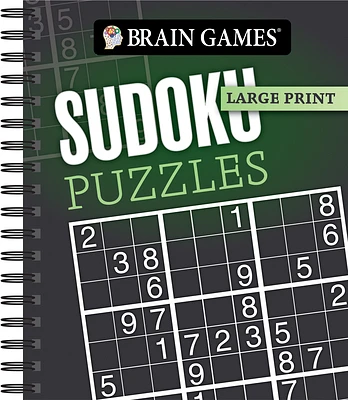 Brain Games - Large Print: Sudoku Puzzles (Dark Gray) (Spiral)