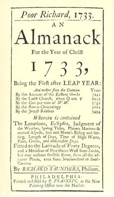 Poor Richard, 1733 an Almanack: For the Year of Christ 1733