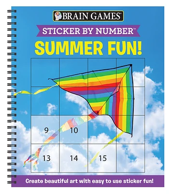 Brain Games - Sticker by Number: Summer Fun! (Easy - Square Stickers): Create Beautiful Art with Easy to Use Sticker Fun! (Spiral)