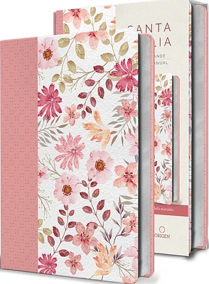 Biblia Reina Valera 1960 letra grande. Piel rosada con flores, tamaño manual / S panish Bible RVR 1960 Large Print. Imitation Pink Leather With Flowers (Paperback)