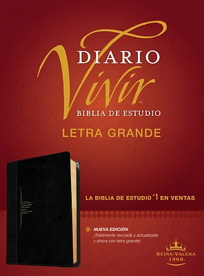 Biblia de Estudio del Diario Vivir Rvr60, Letra Grande (Letra Roja, Sentipiel